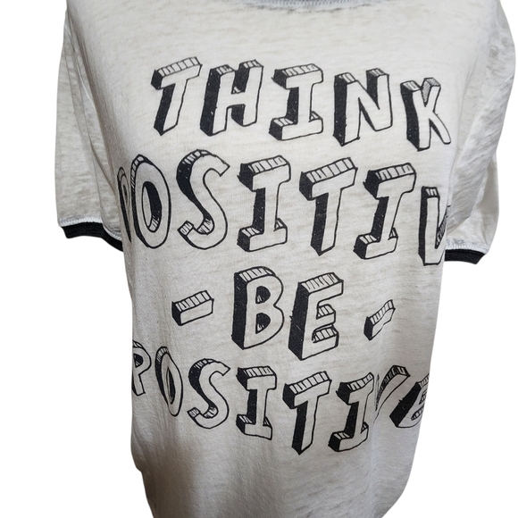 Wild Kiss White Graphic Print Womens MEDIUM T-shirt Think Positive Be Positive - Picture 6 of 9